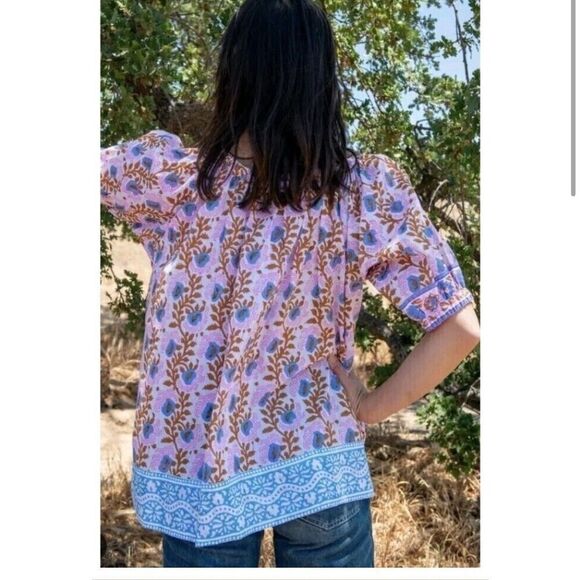 J Crew SZ BLOCKPRINTS Off The Shoulders Traci Blouse Medium - Picture 2 of 9